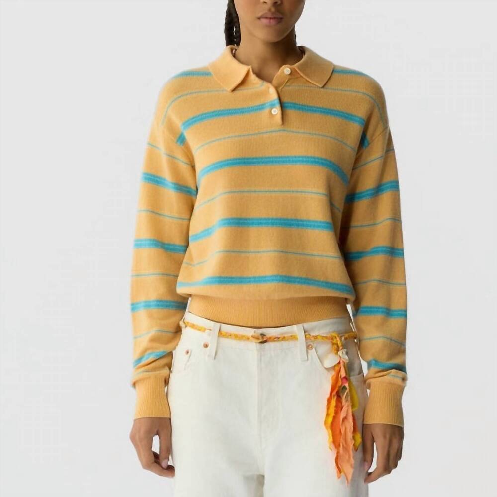 NEW GUEST IN RESIDENCE collegiate stripe polo in sorbet combo
